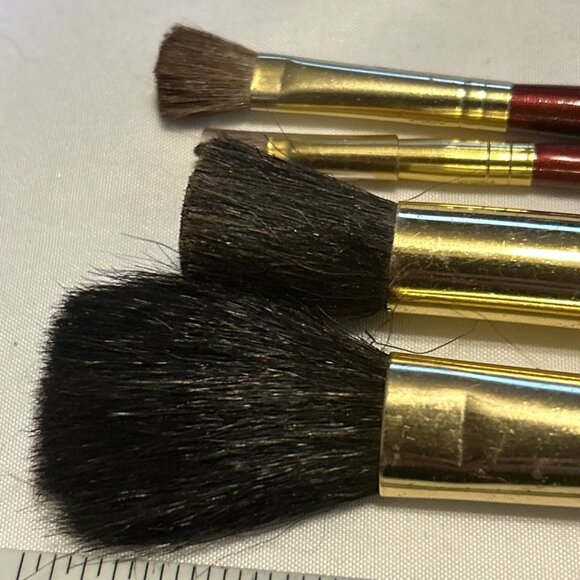 Brush Set Reddish Plum Handle And Gold New Makeup Cosmetic Brushes 4 Pieces 5” N - Picture 4 of 7